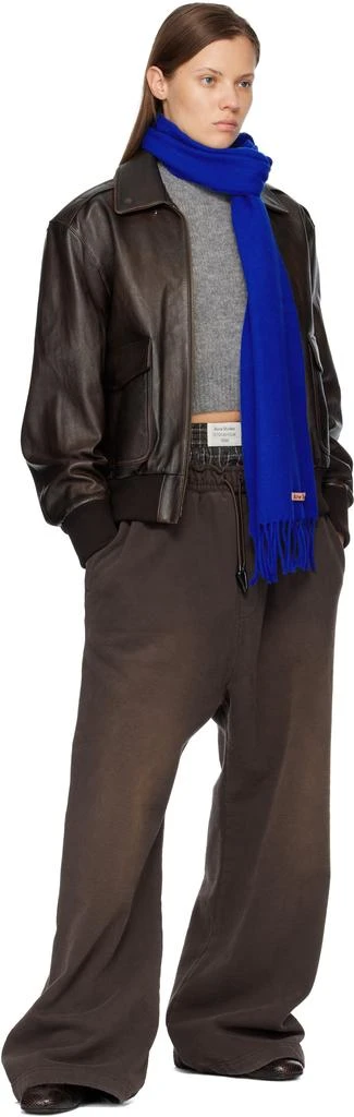 Acne Studios Navy Skinny Fringe Wool Scarf 2