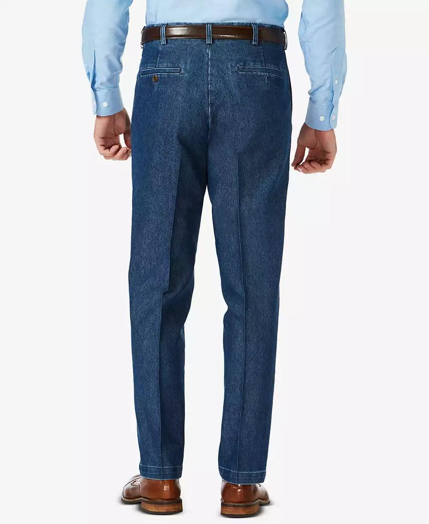 Haggar Men's Stretch Denim Classic-Fit Pleated Pants