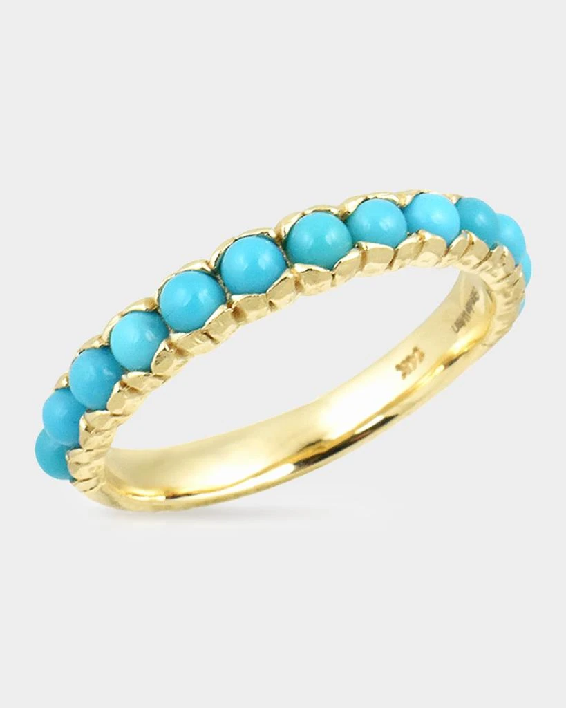 Stevie Wren Turquoise Cabochon 14K Yellow Gold Band Ring, Size 7 2