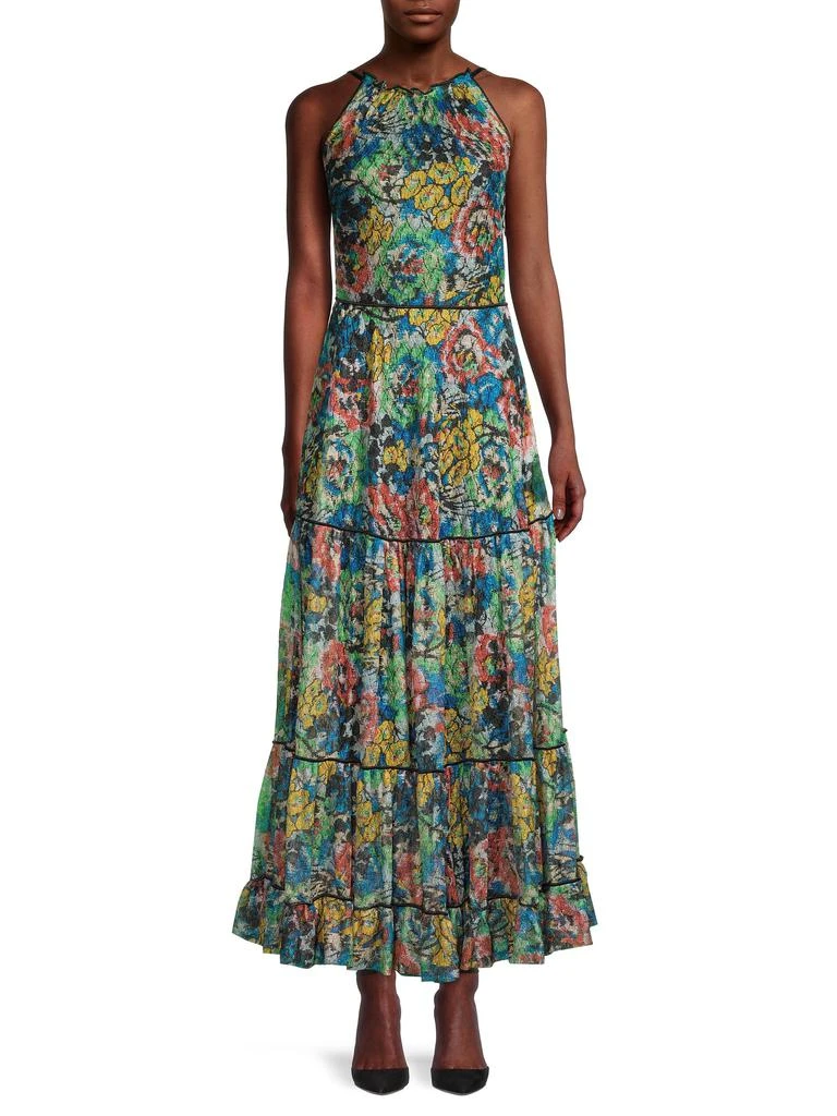 a line sweater dress plus size Mustard Ethnic Printed Embroidered A-Line Pleated Maxi Dress | Cotton
