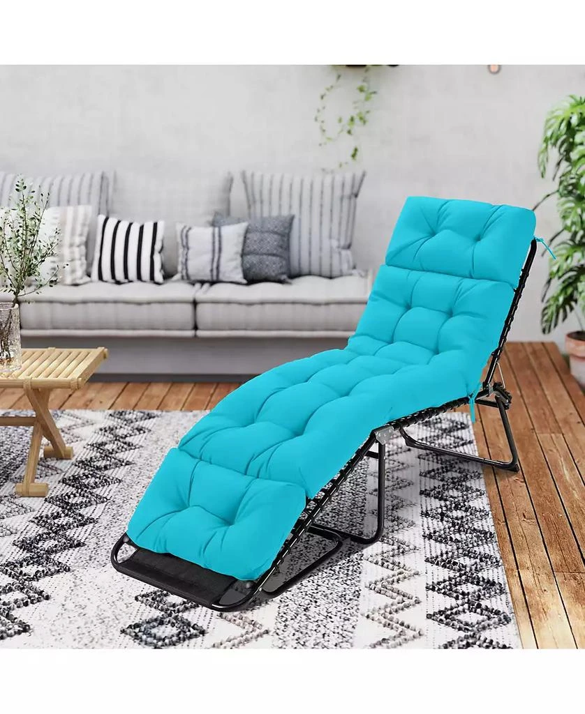Slickblue Outdoor Chaise Lounge Cushion with Ties for Poolside 4