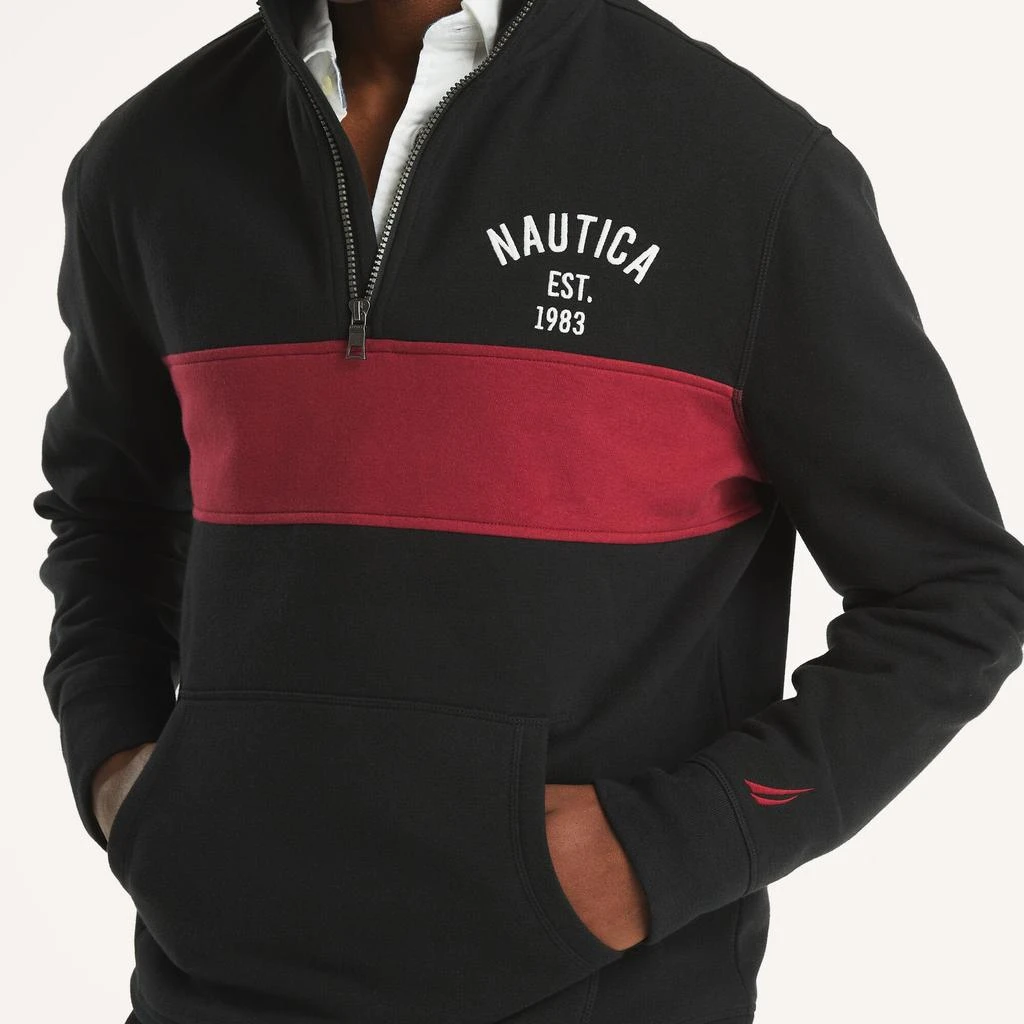 Nautica Mens Quarter-Zip Colorblock Sweatshirt 5