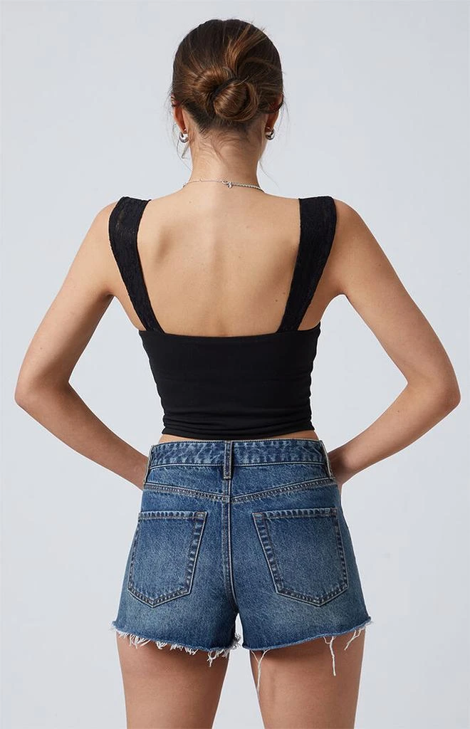 PacSun Dark Indigo Butterfly High Waisted Denim Festival Shorts 4
