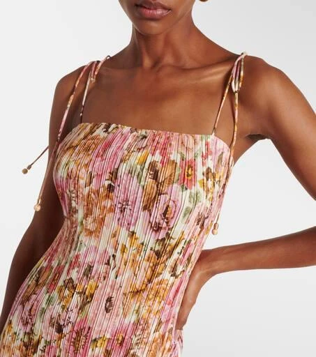 Zimmermann Golden pleated floral slip dress 4