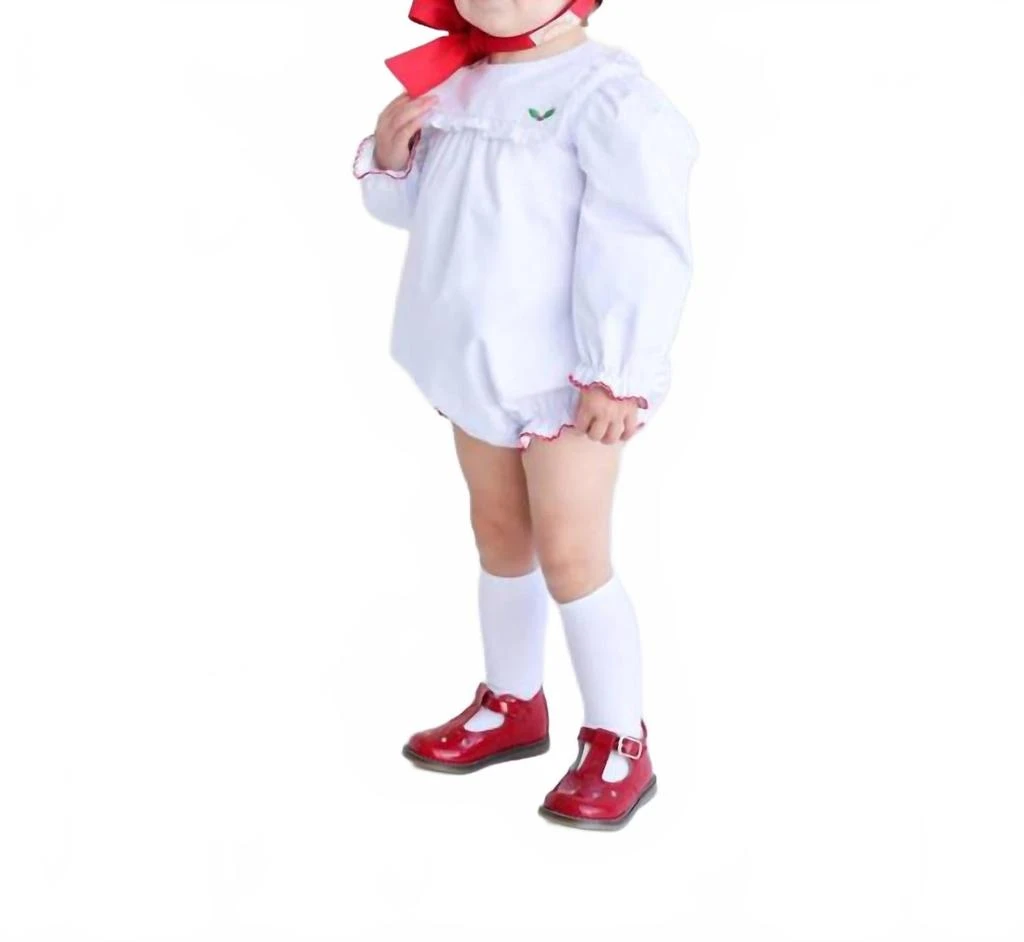 The Beaufort Bonnet Company Girls Long Sleeve Bea Louise Bubble Romper In White