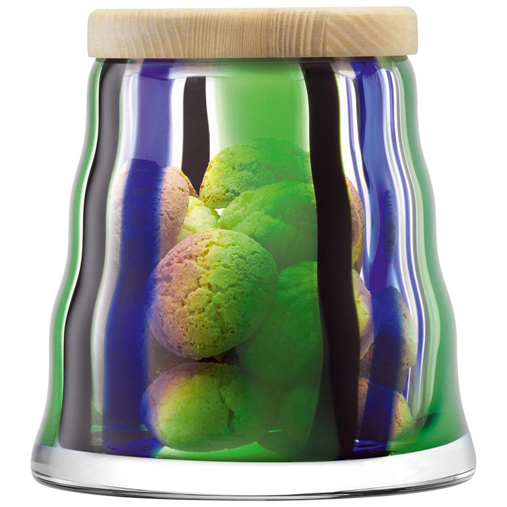 LSA International Folk container & ash lid h15cm black-blue-green