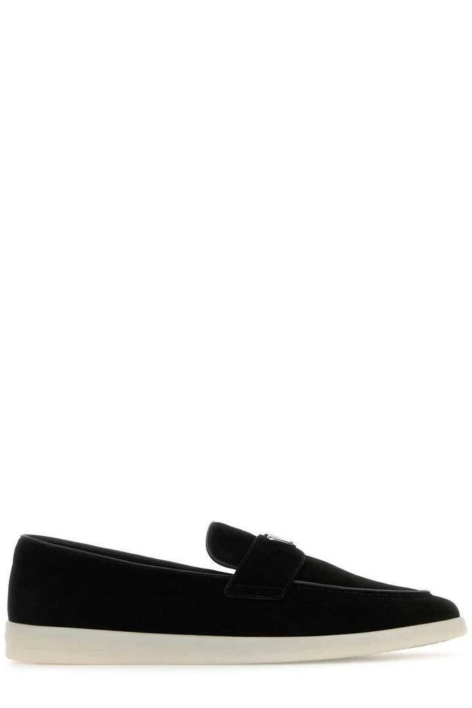 Prada Prada Logo Plaque Almond Toe Loafers 1