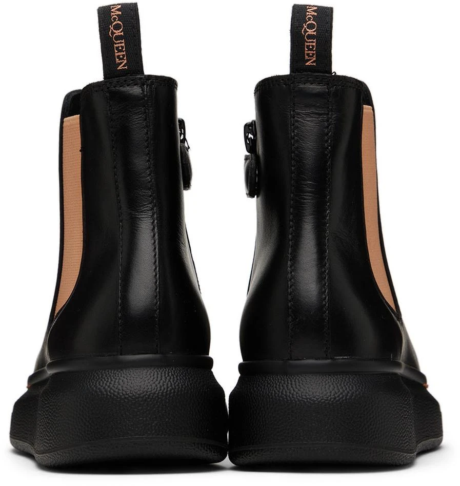 Alexander McQueen Kids Black & Orange Oversized Chelsea Boots 2