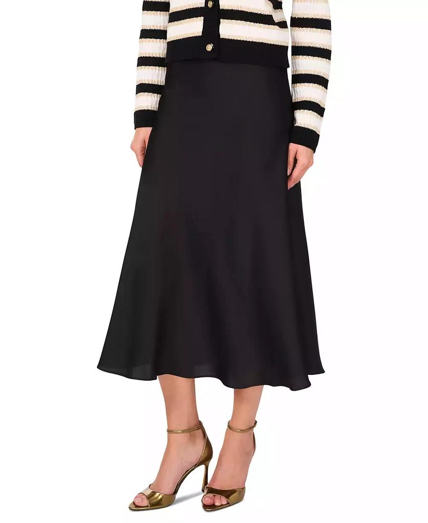 CeCe Women's A-line Side-Zip Satin Midi Skirt