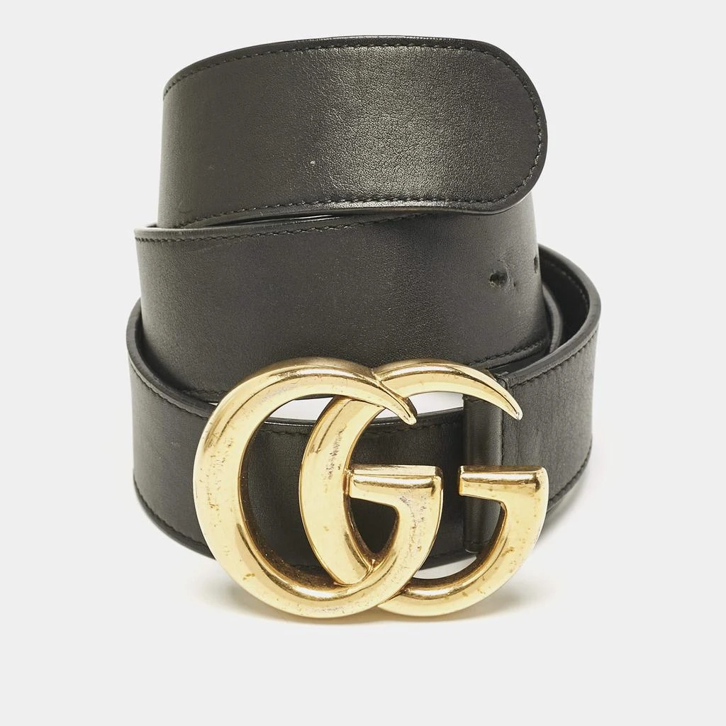 Gucci Gucci Black Leather GG Marmont Buckle Belt 80CM 1