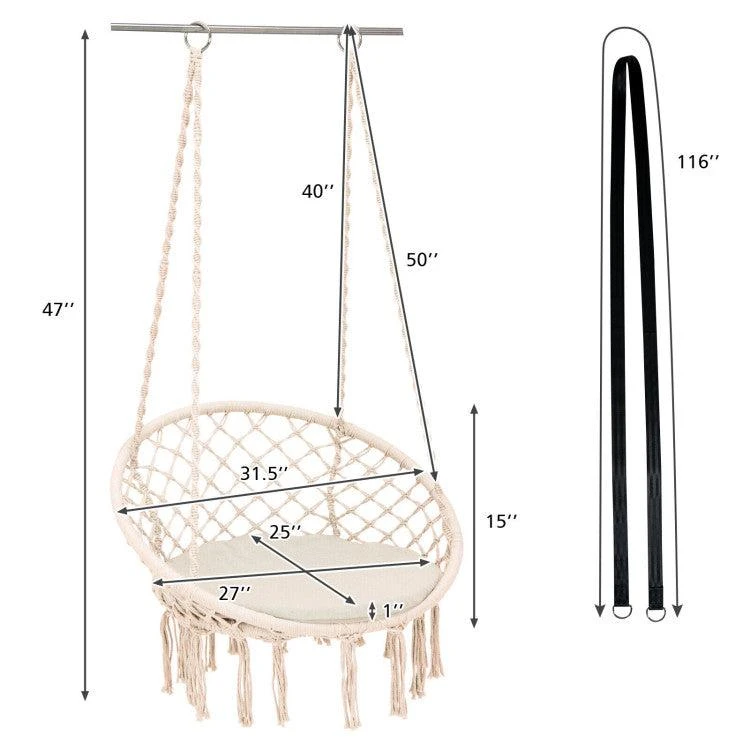 Hivvago Cushioned Hammock Swing Chair with Hanging Kit 6