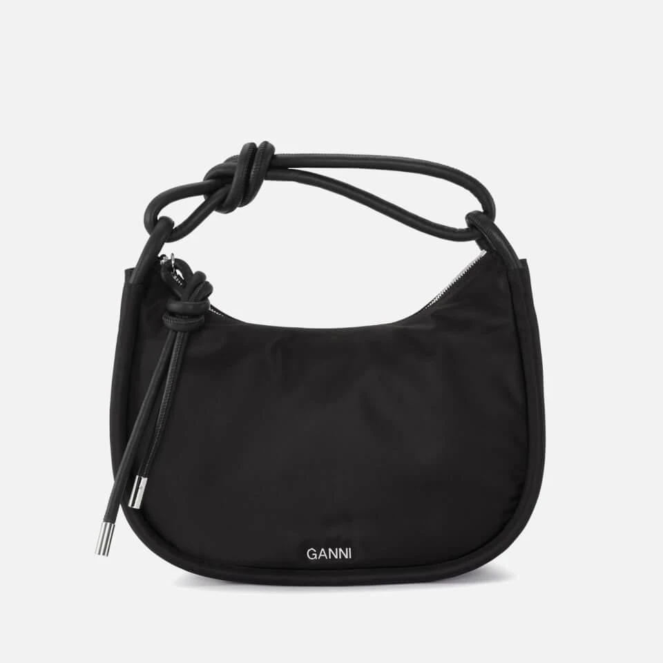 Ganni Ganni Knot Leather-Trimmed Recycled Shell Bag 1