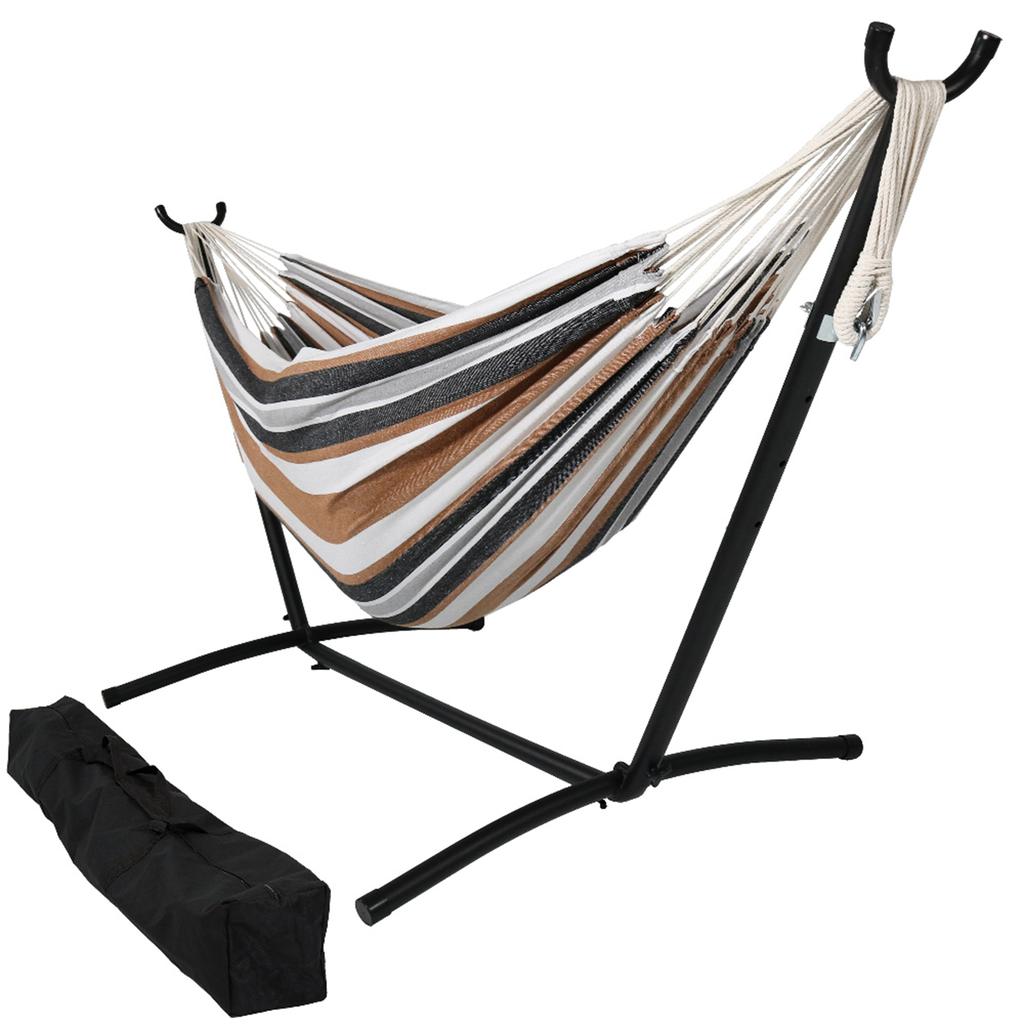 Sunnydaze Large Double Brazilian Hammock with Stand and Carrying Case - 400 lb Weight Capacity