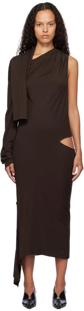 Courrèges Brown Off Shoulder Midi Dress 1