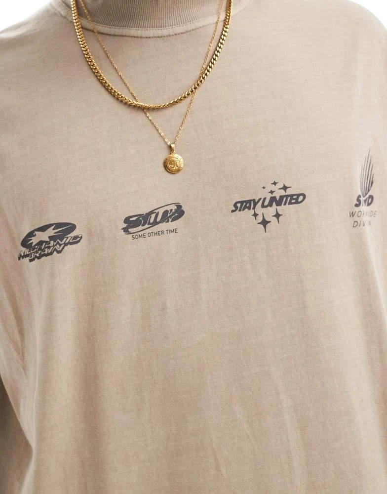 Pull&Bear Pull&Bear STWD mechanic printed t-shirt in ecru 4