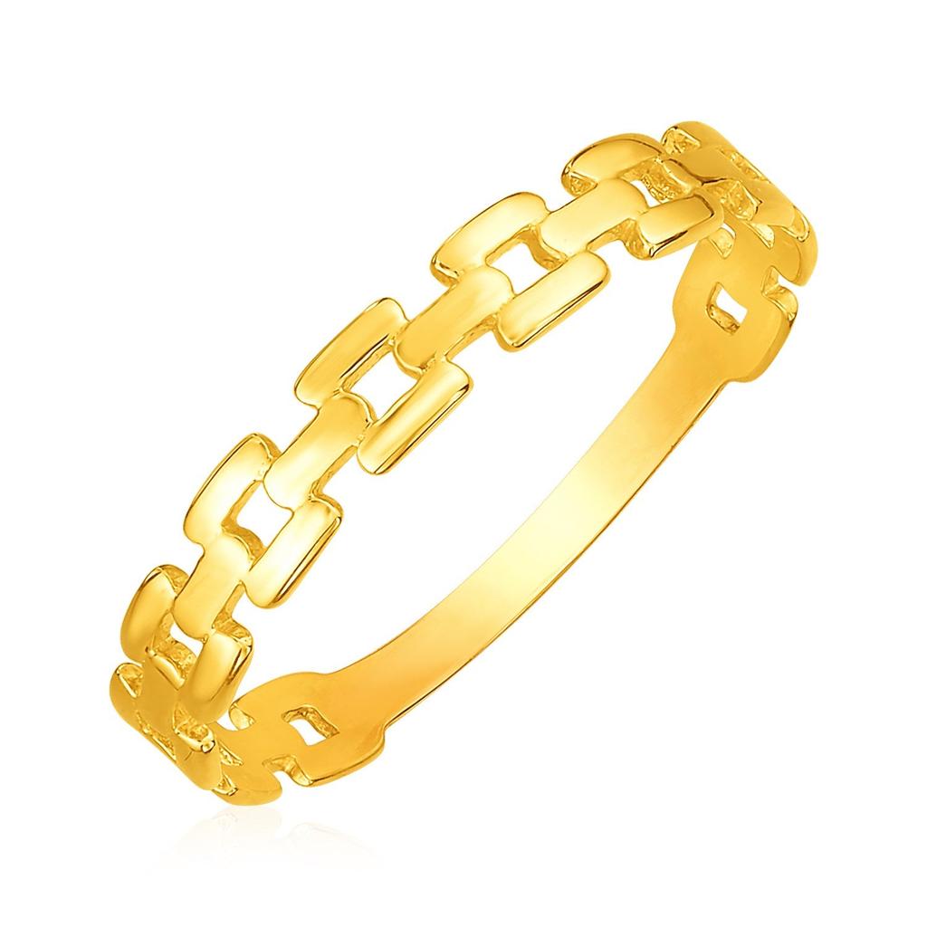 FASHNZFAB 14k Yellow Gold Chain Link Ring(1.50 mm)