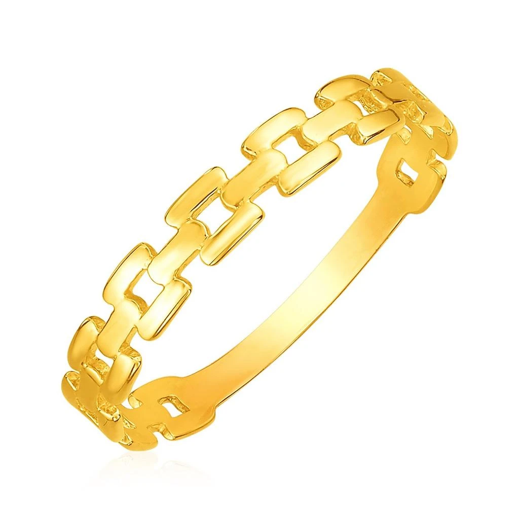 FASHNZFAB 14k Yellow Gold Chain Link Ring(1.50 mm) from Premium Outlets