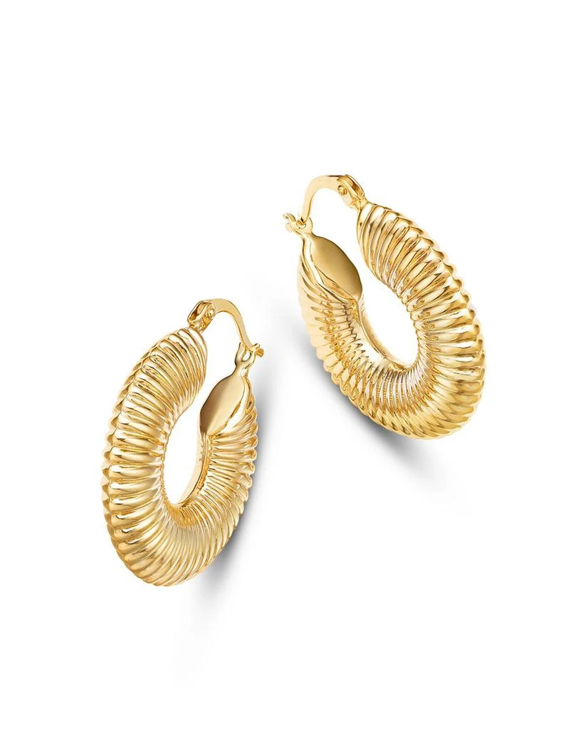 Bloomingdale's Fine Collection Ridged Puff Hoop Earrings in 14K Yellow Gold 1