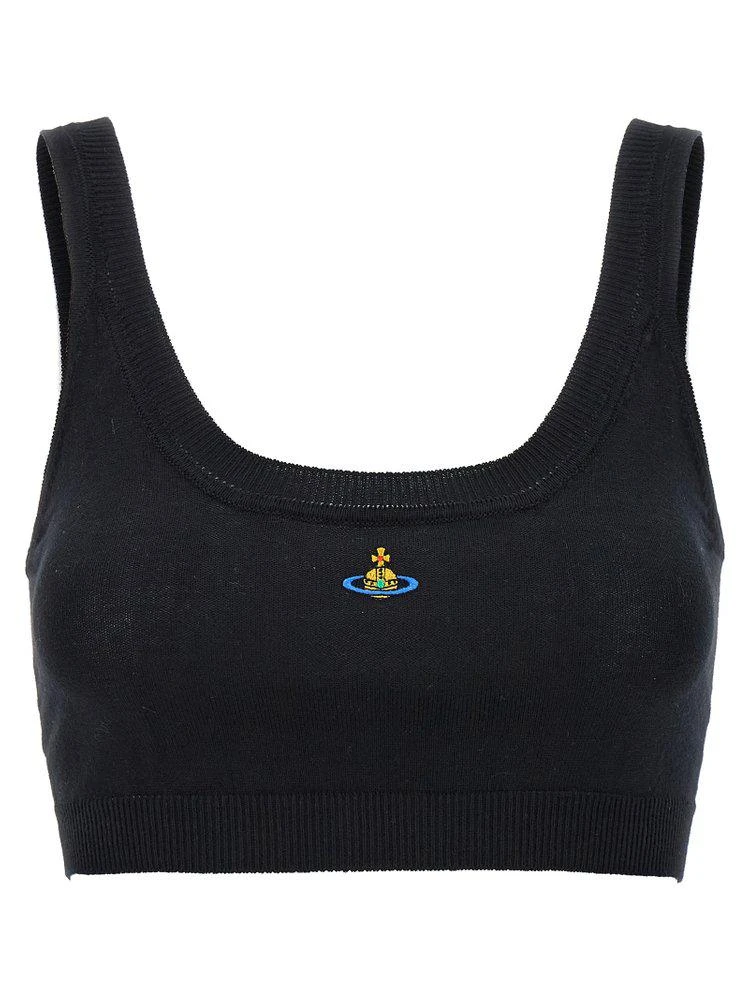 Vivienne Westwood Vivienne Westwood Orb Embroidered Cropped Knitted Tank Top 1