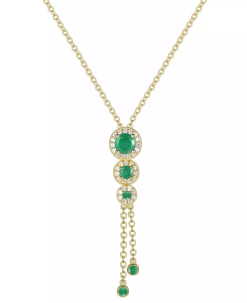 Macy's Sapphire (3/4 ct. t.w.) & Diamond (1/6 ct. t.w.) Triple Halo Lariat Necklace in Gold-Plated Silver, 16" + 2" extender (Also in Ruby & Emerald) 1