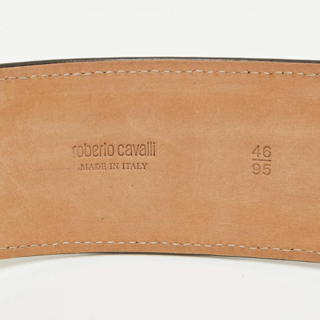 Roberto Cavalli Roberto Cavalli Beige Leaopard Print Canvas RC Logo Waist Belt 95CM 4