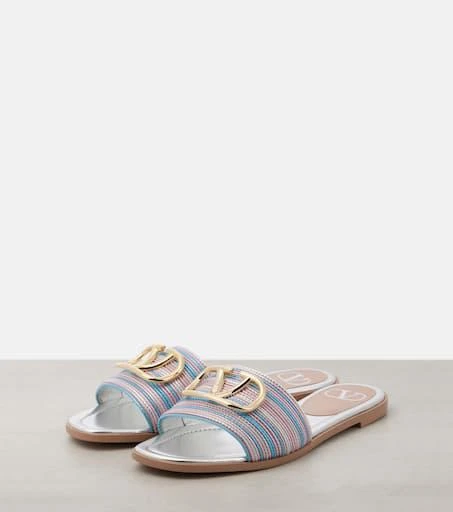 Valentino VLogo metallic leather slides 4