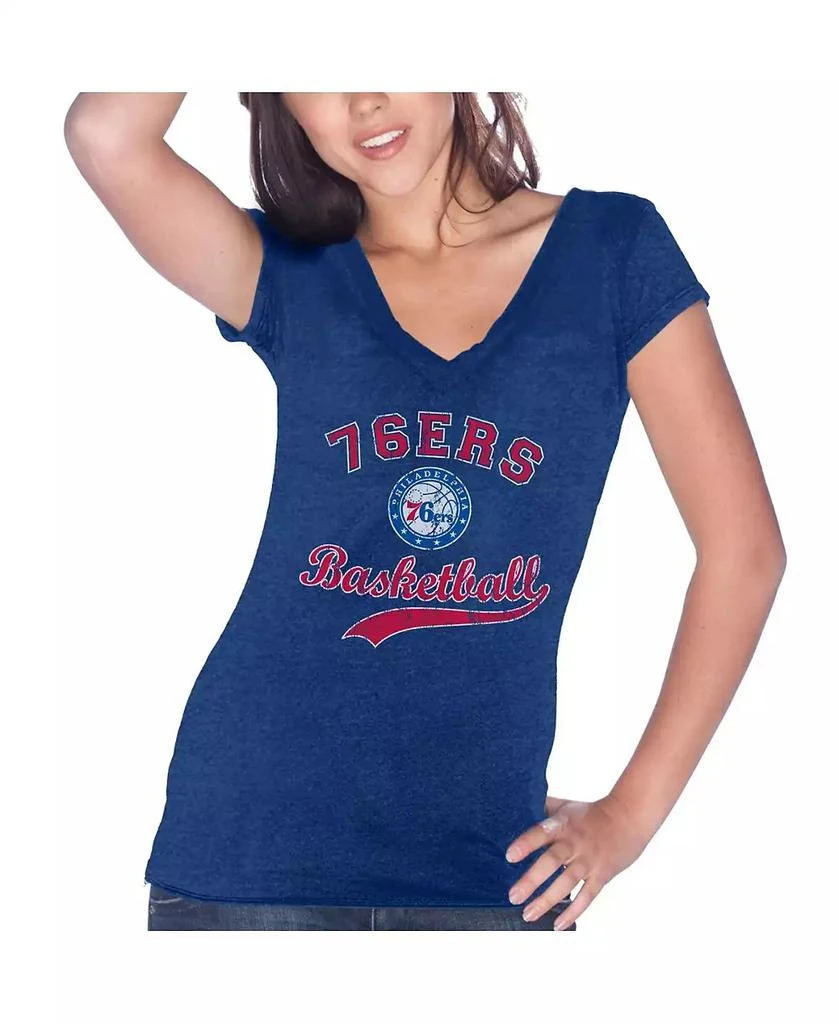 Majestic Women's Threads Ben Simmons Royal Philadelphia 76ers Name & Number Tri-Blend V-Neck T-shirt 3