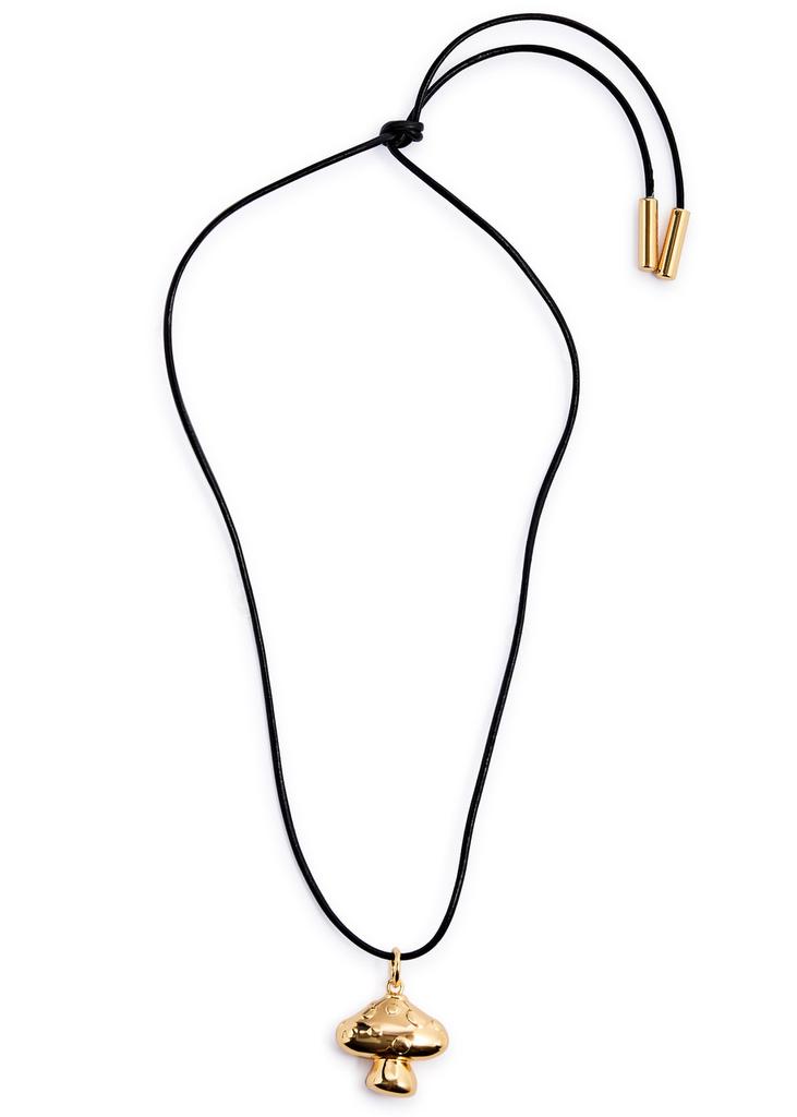 Timeless Pearly Mushroom 24kt gold-plated leather cord necklace