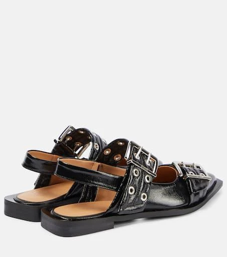 Ganni Faux-leather slingback flats 3