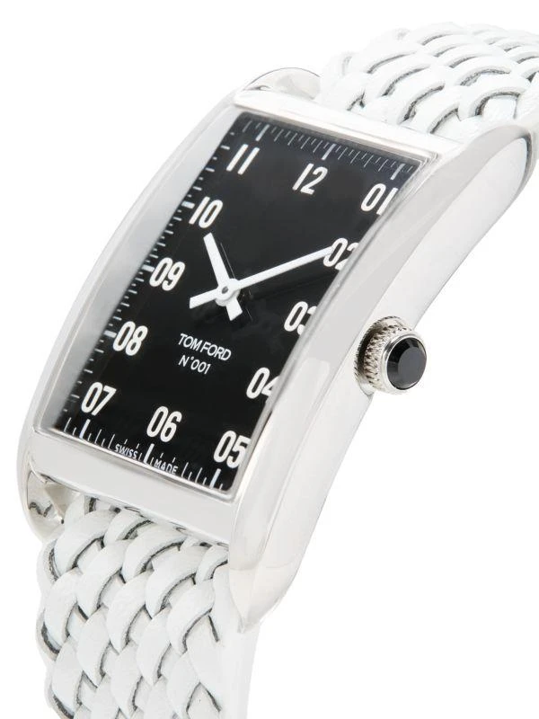 TOM FORD No. 001 30MM Stainless Steel Case & Braided Leather Strap Watch 3