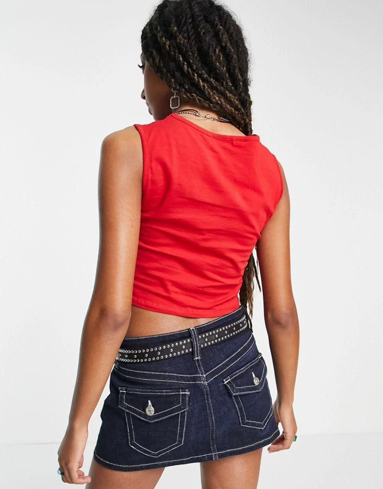 Jaded London Jaded London crop vest with diamante Y2K eye graphic 3