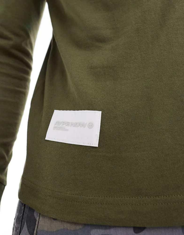 AAPE Aape by A Bathing Ape long sleeve logo t-shirt in dark khaki 4