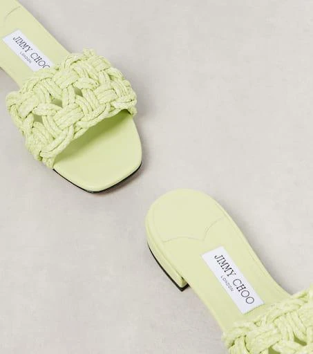 Jimmy Choo Chara raffia and leather slides 5