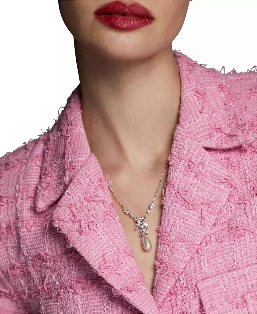 Eliot Danori Silver-Tone Cubic Zirconia & Imitation Pearl Lariat Necklace, 16" + 2" extender, Exclusively at Macy's 3