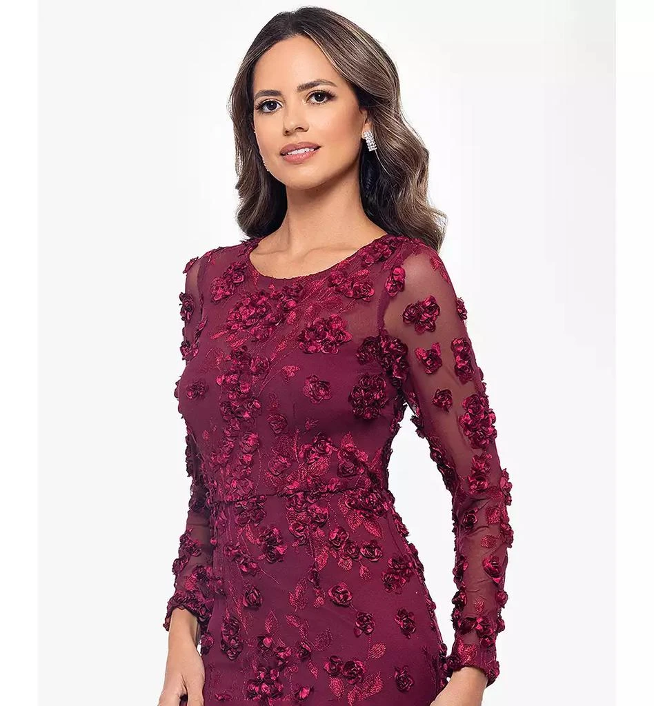 XSCAPE Petite Raised Flower Crewneck Long Gown Dress - Dresses & Skirts -  Free Shipping - BeyondStyle