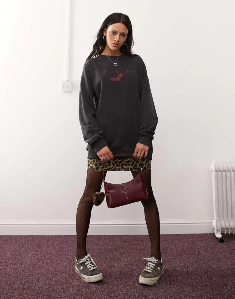 Daisy Street Daisy Street black wash LA embroidery sweatshirt 1