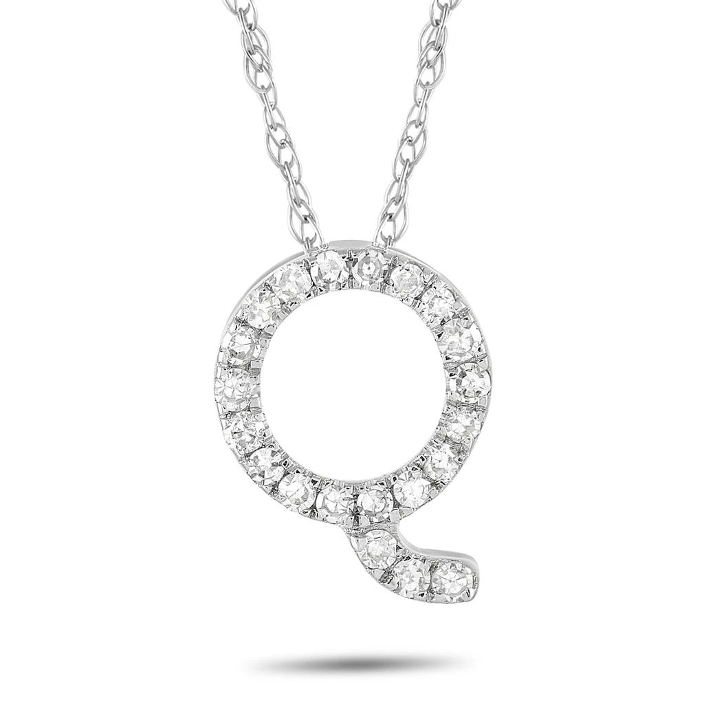 Non Branded 14K White Gold 0.10 ct Diamond Initial ‘Q’ Necklace 1
