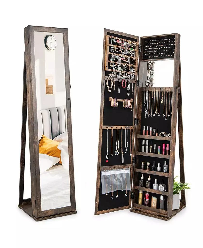 GOUUN Standing Lockable Jewelry Storage Organizer with Full-Length Mirror