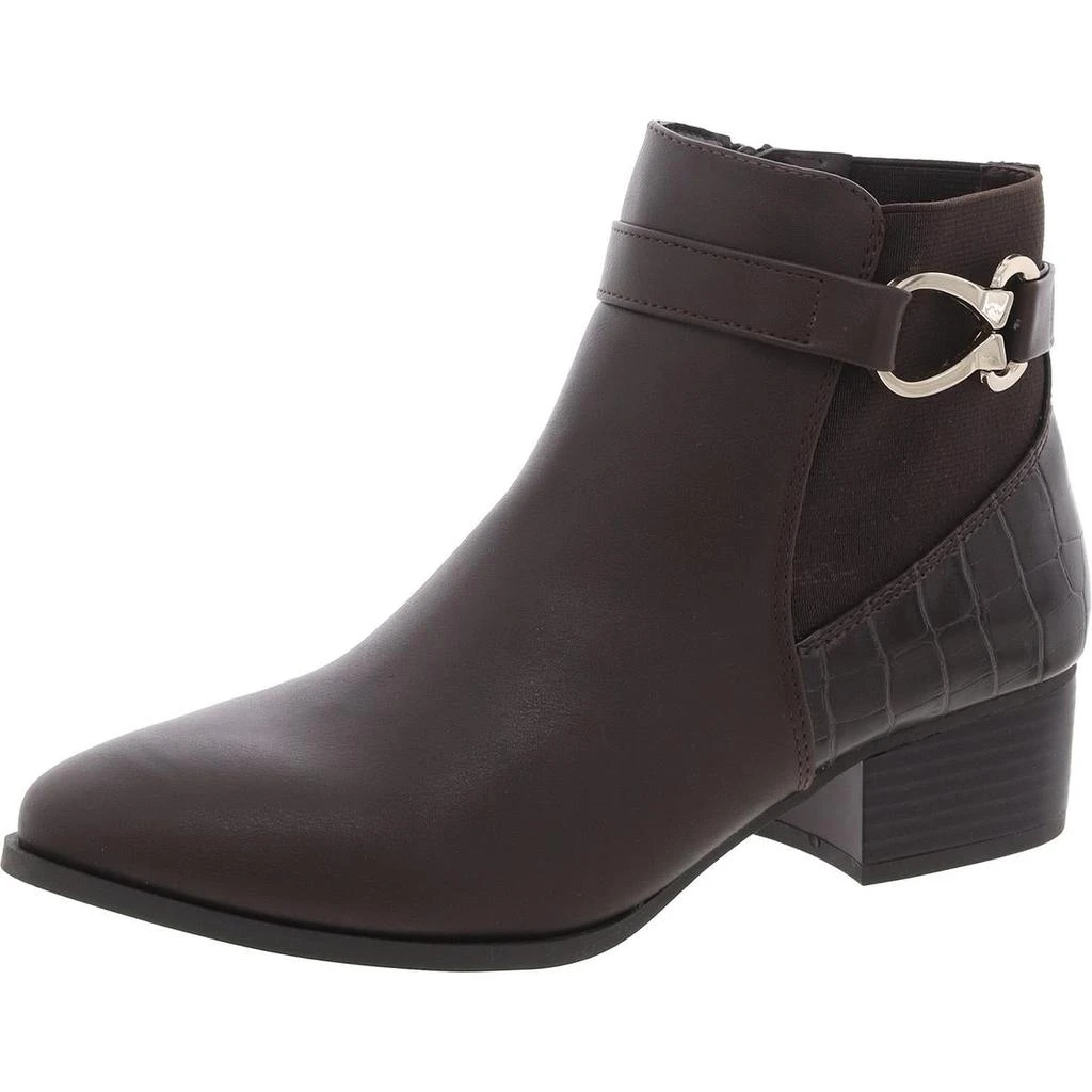 Karen Scott Nadine Womens Faux Leather Block Heel Ankle Boots 8