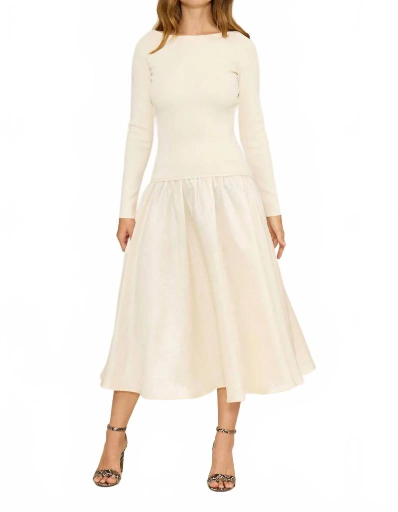 Elsa Mixed Media Dress In Cream  On Sale Now with Up to 43% Off | Discover  Exclusive Deals & Savings at BeyondStyle  Authentic Lucy Paris  women|clothing|dresses with Limited-Time Discounts, Free