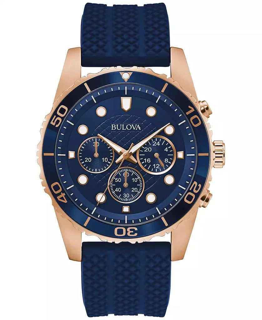 Bulova Men's Chronograph Classic Navy Silicone Strap Watch 43mm 1