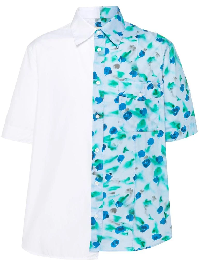 Marni White And Floral-print Cotton Shirt 1