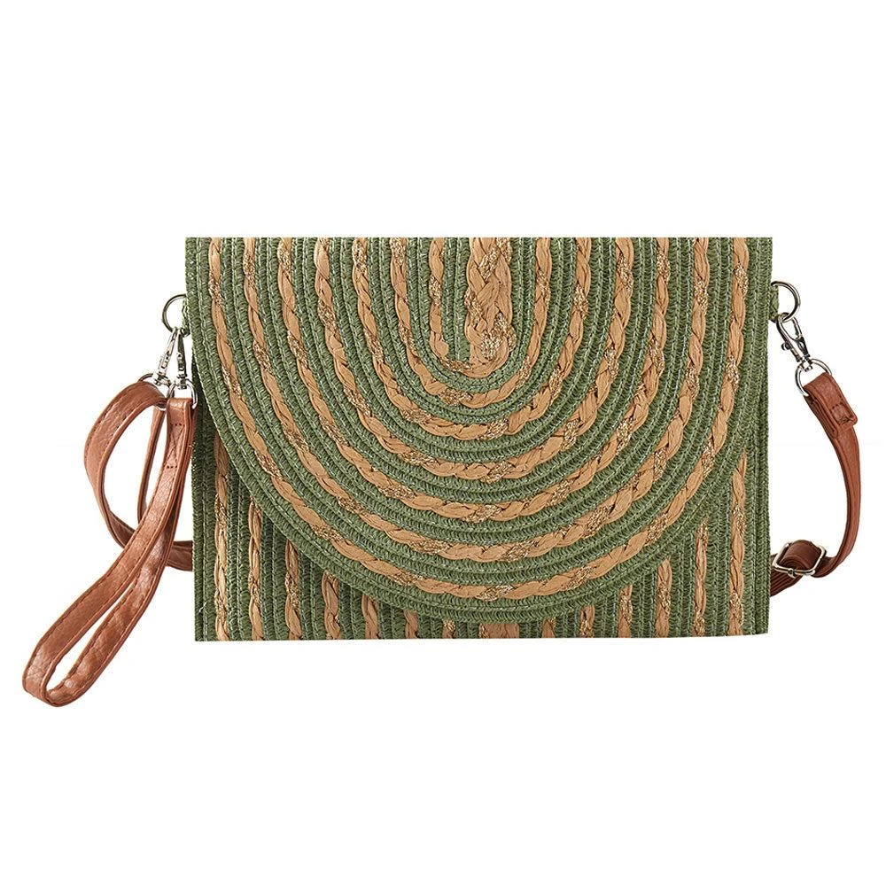 FASHNZFAB Gold Threads Mixed Straw Clutch Bag / Crossbody Bag 2