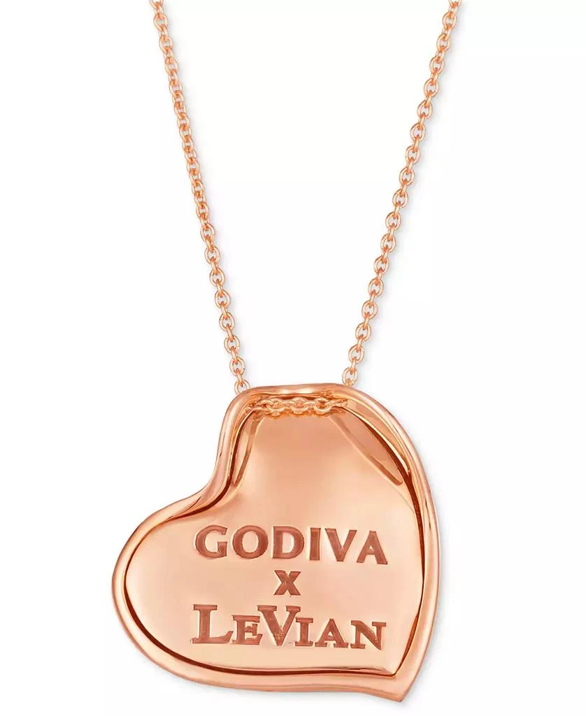 Le Vian GODIVA x Le Vian® Chocolate Enamel Ganache Heart Pendant Necklace Featuring Chocolate Diamond (1-3/8 ct. t.w.) & Enamel Pavé in 14k Rose Gold 4