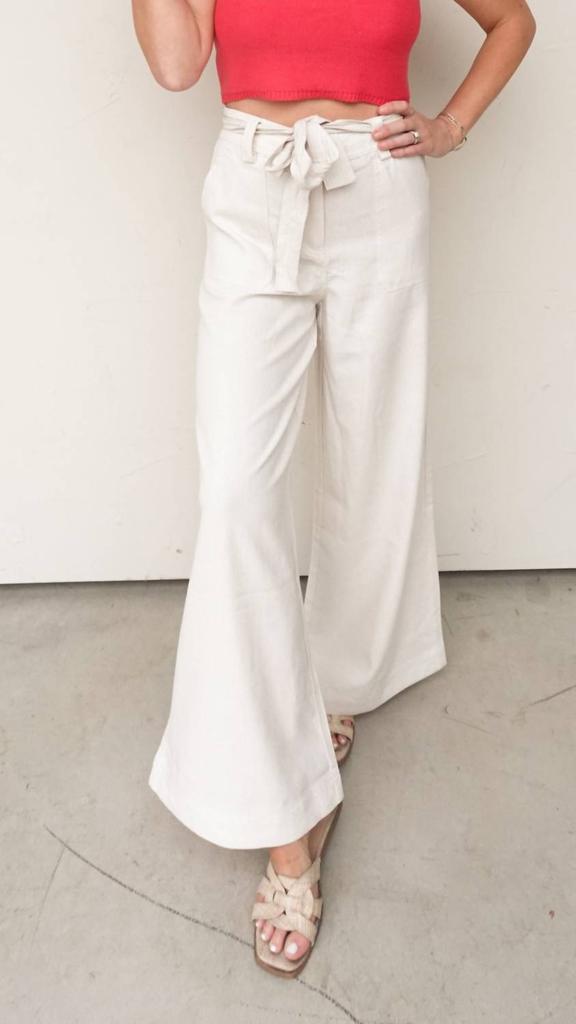 Dress Forum Dress Forum - Wide Leg Linen Belted Pants