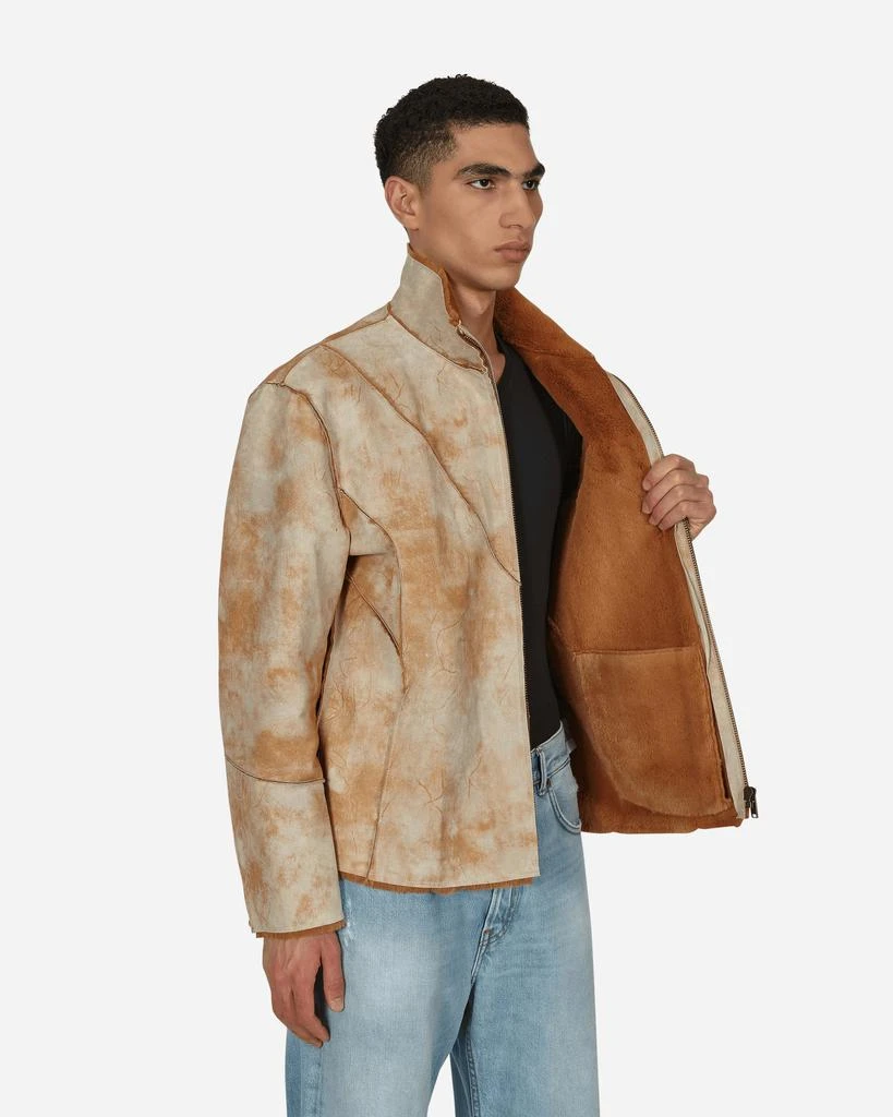 Guess USA Leather Sherpa Jacket Beige 4