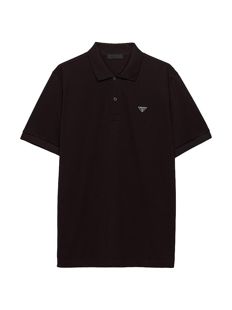 Tシャツ・カットソー PRADA Black Wool Blend Polo Shirt Prada Black Wool Blend Polo Shirt – LOZURI®