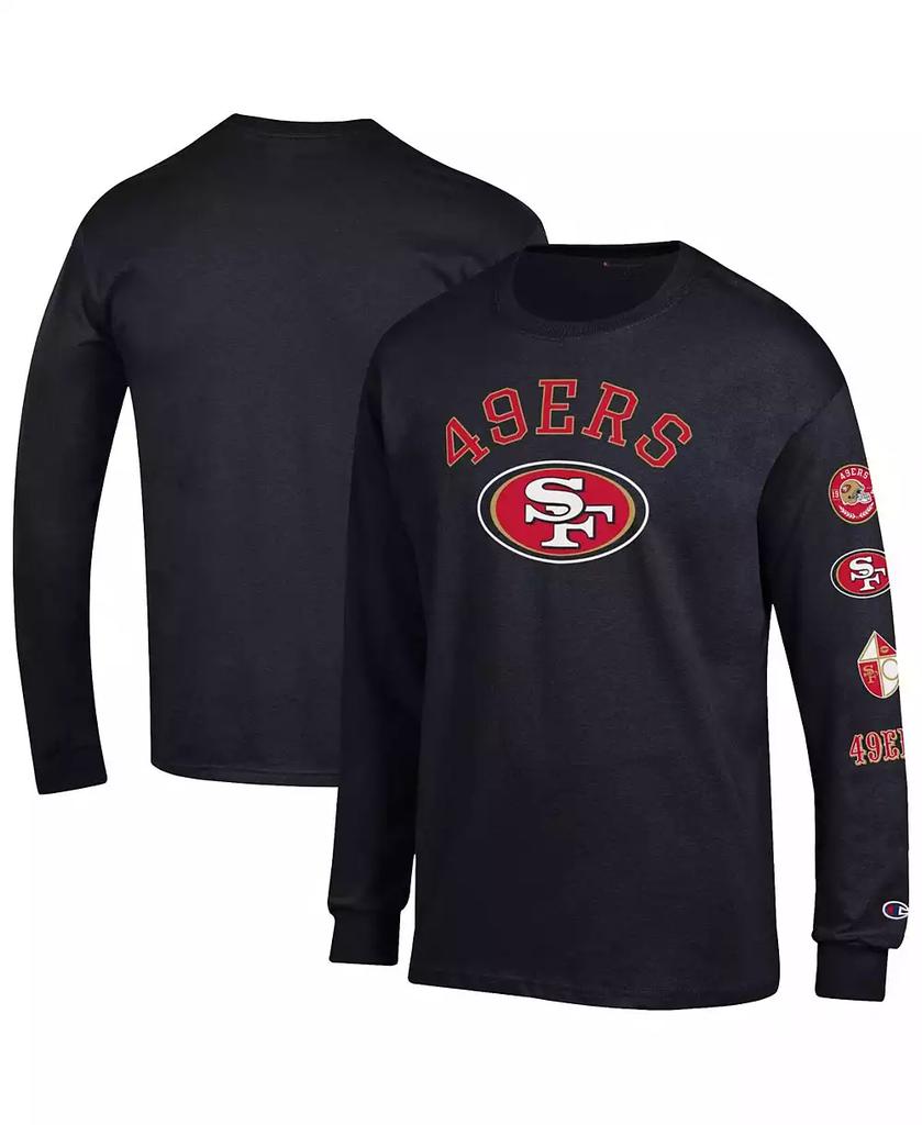 CHAMPION Men
s Black San Francisco 49ers Seal Long Sleeve T-Shirt