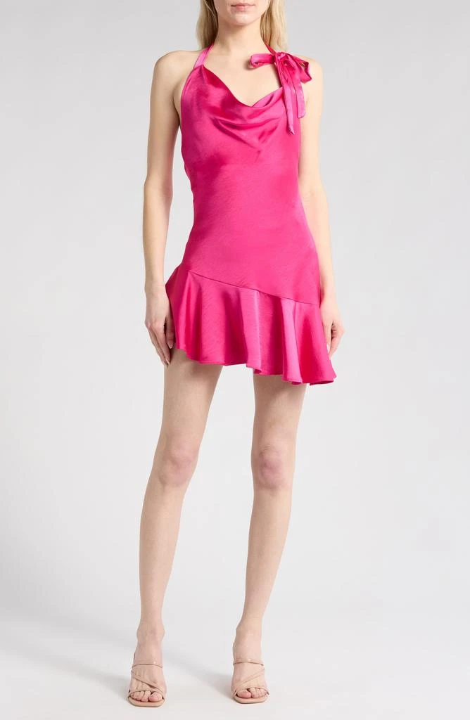 Lush Cowl Neck Ruffle Hem Dress 1