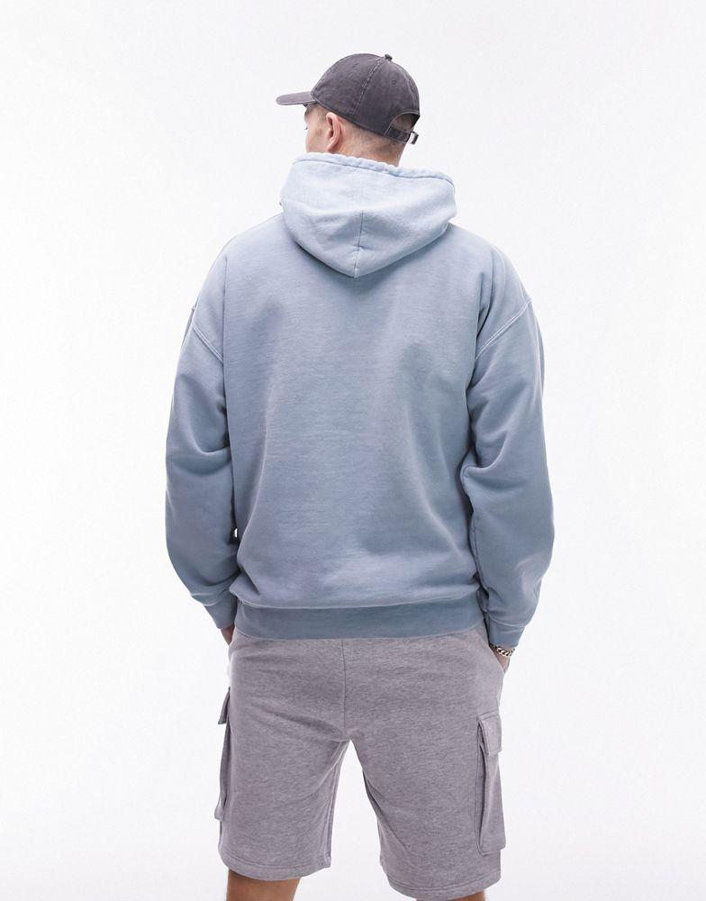 Topman Topman vintage wash hoodie in light blue